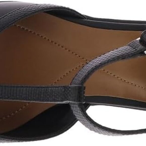 Women's Leather T-Strap Pump 7.5 Wide Ultra Flexible Comfort Mid Heel - Picture 2 of 6